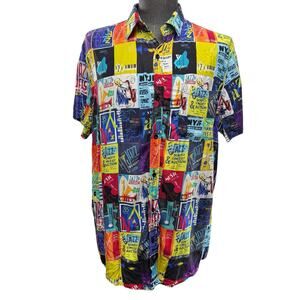 Disney Pixar Soul Movie Button Up Short Sleeve Shirt Jazz Posters Size Large